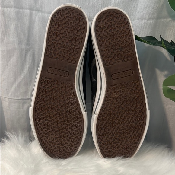 Coach Signature Francesca Black Gray Logo Sneakers Shoes - Picture 5 of 6
